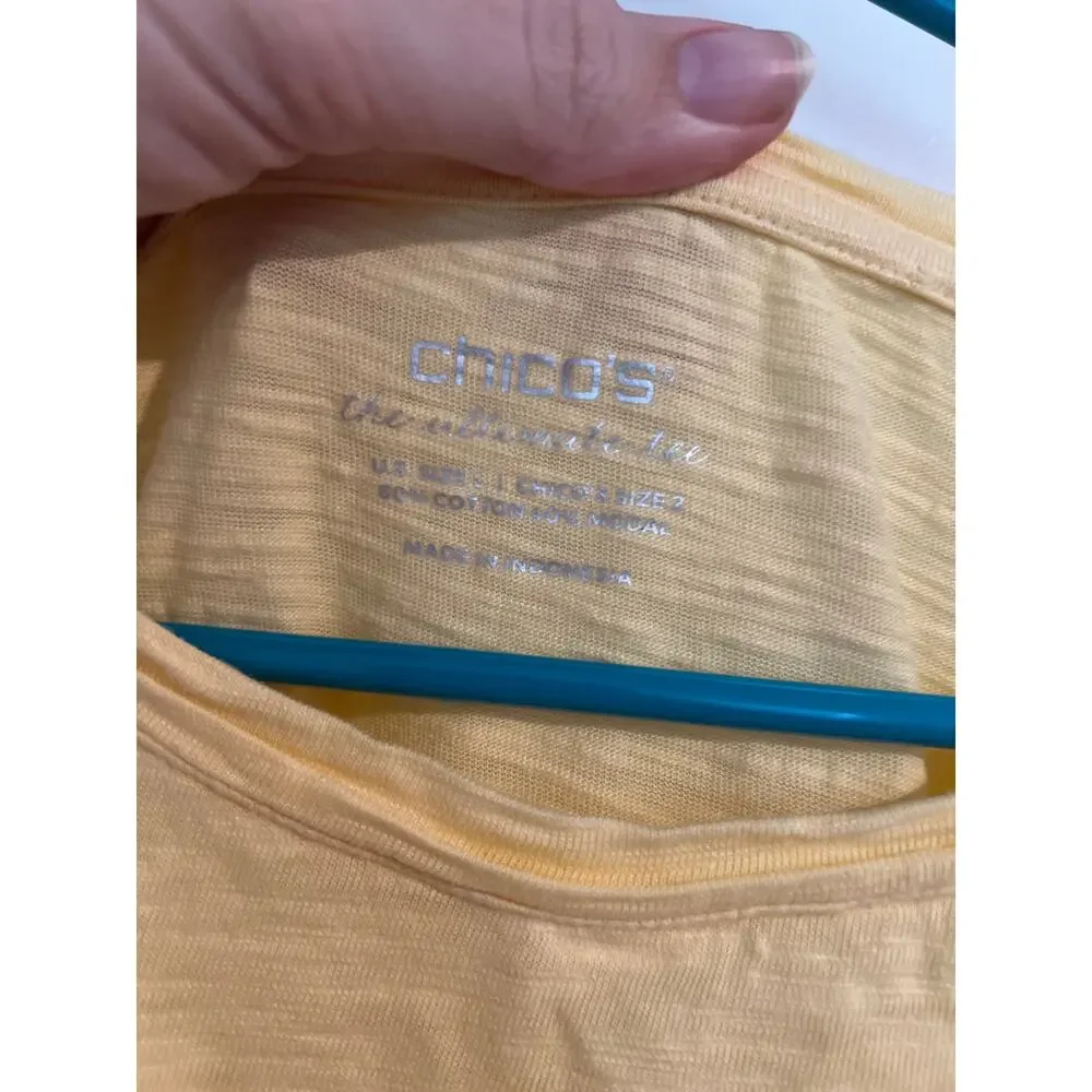 Chico’s Yellow Cotton Top – Size 2 (US Large 12/14) - Picture 3 of 6